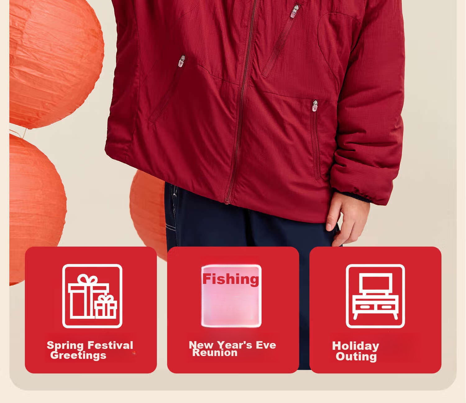 Zuo Xi Boys Red Cotton Jacket 2025 New Children's Snowy Cotton Padded Coat New Year Style Red 170 6